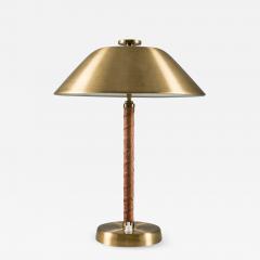 Einar Backstrom Swedish Midcentury Table Lamp in Brass and Leather by Einar B ckstr m - 901563