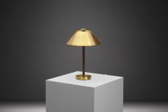 Einar Backstrom Swedish Modern Model 5014 Brass and Leather Table Lamp Sweden 1940s - 2918549