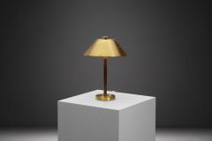 Einar Backstrom Swedish Modern Model 5014 Brass and Leather Table Lamp Sweden 1940s - 2918551