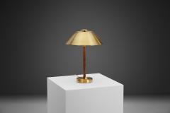 Einar Backstrom Swedish Modern Model 5014 Brass and Leather Table Lamp Sweden 1940s - 2918598