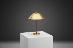 Einar Backstrom Swedish Modern Model 5014 Brass and Leather Table Lamp Sweden 1940s - 2918600