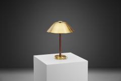 Einar Backstrom Swedish Modern Model 5014 Brass and Leather Table Lamp Sweden 1940s - 2918602