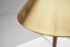 Einar Backstrom Swedish Modern Model 5014 Brass and Leather Table Lamp Sweden 1940s - 2918607