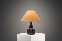 Einar Johansen Einar Johansen Blue Stoneware Table Lamp with for S holm Denmark ca 1960s - 4146296