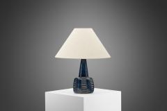 Einar Johansen Einar Johansen Blue Stoneware Table Lamp with for S holm Denmark ca 1960s - 4146297