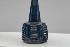 Einar Johansen Einar Johansen Blue Stoneware Table Lamp with for S holm Denmark ca 1960s - 4146304