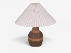 Einar Johansen Large Table Lamp Brown Stoneware Denmark 1960s - 4791292