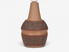 Einar Johansen Large Table Lamp Brown Stoneware Denmark 1960s - 4791295