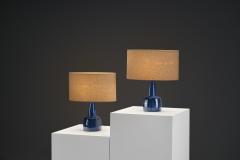 Einar Johansen Pair of 1020 Blue Ceramic Table Lamps by Einar Johansen Denmark ca 1960s - 4710909