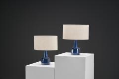 Einar Johansen Pair of 1020 Blue Ceramic Table Lamps by Einar Johansen Denmark ca 1960s - 4711035