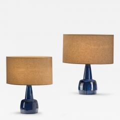 Einar Johansen Pair of 1020 Blue Ceramic Table Lamps by Einar Johansen Denmark ca 1960s - 4714580