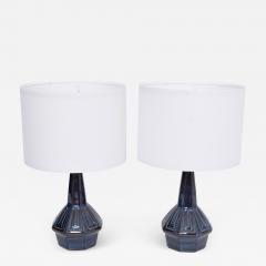 Einar Johansen Pair of Blue Mid Century Table Lamps Model 1055 by Einar Johansen for Soholm - 3111493