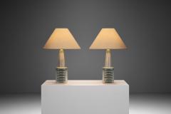 Einar Johansen Pair of Einar Johansen Stoneware Table Lamps for S holm Stent j Denmark 1960s - 3681684