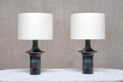 Einar Johansen Pair of Einar Johansen Table Lamps in Glazed Stoneware S holm Denmark 1960s - 4174084