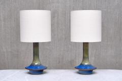 Einar Johansen Pair of Einar Johansen Table Lamps in Glazed Stoneware S holm Denmark 1960s - 4547492