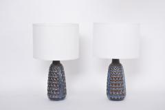 Einar Johansen Pair of Tall Blue Mid Century Modern Table Lamps by Einar Johansen for Soholm - 3144228