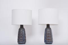 Einar Johansen Pair of Tall Blue Mid Century Modern Table Lamps by Einar Johansen for Soholm - 3144229