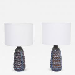 Einar Johansen Pair of Tall Blue Mid Century Modern Table Lamps by Einar Johansen for Soholm - 3149730