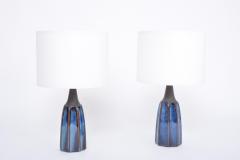 Einar Johansen Pair of Tall Blue Stoneware Table Lamps Model 1042 by Einar Johansen for S holm - 2728604