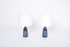 Einar Johansen Pair of Tall Blue Stoneware Table Lamps Model 1042 by Einar Johansen for S holm - 2728606