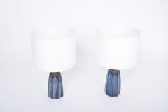 Einar Johansen Pair of Tall Blue Stoneware Table Lamps Model 1042 by Einar Johansen for S holm - 2728607