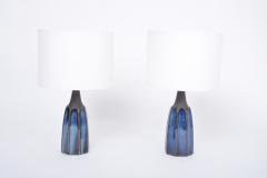 Einar Johansen Pair of Tall Blue Stoneware Table Lamps Model 1042 by Einar Johansen for S holm - 2728608