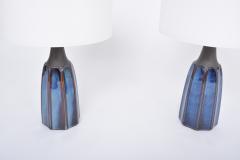 Einar Johansen Pair of Tall Blue Stoneware Table Lamps Model 1042 by Einar Johansen for S holm - 2728611