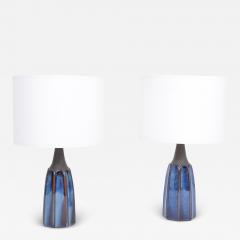 Einar Johansen Pair of Tall Blue Stoneware Table Lamps Model 1042 by Einar Johansen for S holm - 2730982