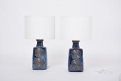 Einar Johansen Pair of tall blue midcentury table lamps model 3461 by Einar Johansen for Soholm - 3224809
