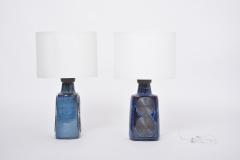 Einar Johansen Pair of tall blue midcentury table lamps model 3461 by Einar Johansen for Soholm - 3224813