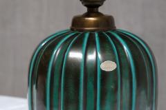Einar Luterkort Einar Luterkort Green Glazed Ceramic Table Lamp Upsala Ekeby Sweden 1930s - 4370483