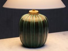Einar Luterkort Einar Luterkort Green Glazed Ceramic Table Lamp Upsala Ekeby Sweden 1930s - 4370485