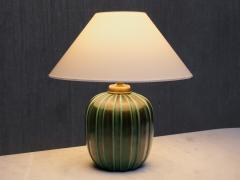 Einar Luterkort Einar Luterkort Green Glazed Ceramic Table Lamp Upsala Ekeby Sweden 1930s - 4370486