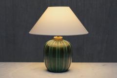 Einar Luterkort Einar Luterkort Green Glazed Ceramic Table Lamp Upsala Ekeby Sweden 1930s - 4370488