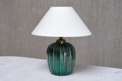 Einar Luterkort Einar Luterkort Green Glazed Ceramic Table Lamp Upsala Ekeby Sweden 1930s - 4370492