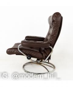 Ekornes Stressless Mid Century Chrome and Leather Lounge Chair and Ottoman - 1810419