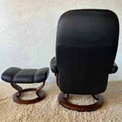 Ekornes Stressless adjustable black leather Lounge and Ottoman made in Norway - 3920254