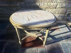 Elegant 19th Century French Louis XVI Painted Marble Top Side Table - 4455926