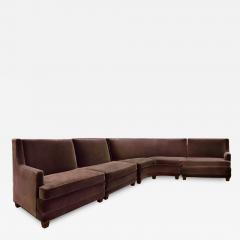 Elegant 4 Piece Modular Sofa in Mohair with Mahogany Legs 1940s - 2440418