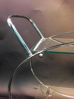 Elegant Art Deco Chrome Oval Tubular Design Double Tier Bar Cart - 435497