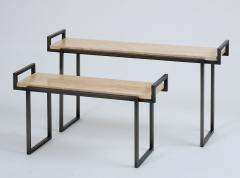 Elegant Asymmetric Pair of Low Side Tables France 1950s - 4000694