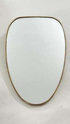 Elegant Brass Frame Wall Shield Mirror in Gio Ponti Inspired Design 1950 Italy - 3538170