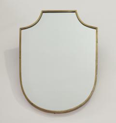 Elegant Brass Frame Wall Shield Mirror in Gio Ponti Inspired Design 1950 Italy - 3538198