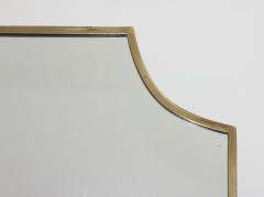 Elegant Brass Frame Wall Shield Mirror in Gio Ponti Inspired Design 1950 Italy - 3538199
