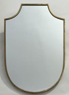 Elegant Brass Frame Wall Shield Mirror in Gio Ponti Inspired Design 1950 Italy - 3538205