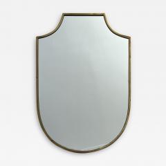 Elegant Brass Frame Wall Shield Mirror in Gio Ponti Inspired Design 1950 Italy - 3541754