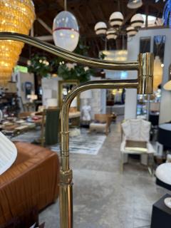 Elegant Brass Swivel Arm Floor Lamp with Pleated Shade - 4813684