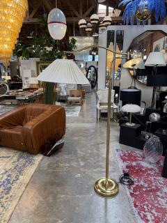 Elegant Brass Swivel Arm Floor Lamp with Pleated Shade - 4813689