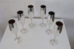 Elegant Champagne Flutes Glasses in Silver Plate Set of Six - 2614802