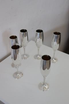 Elegant Champagne Flutes Glasses in Silver Plate Set of Six - 2614805
